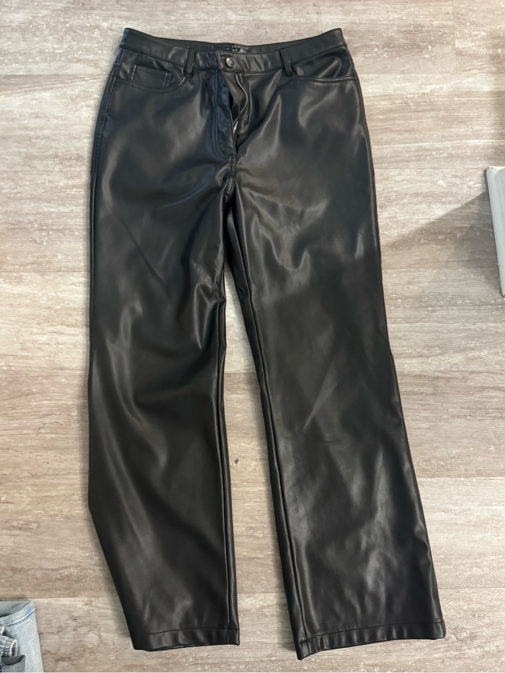 Black Tape_ Black Faux Leather Pants